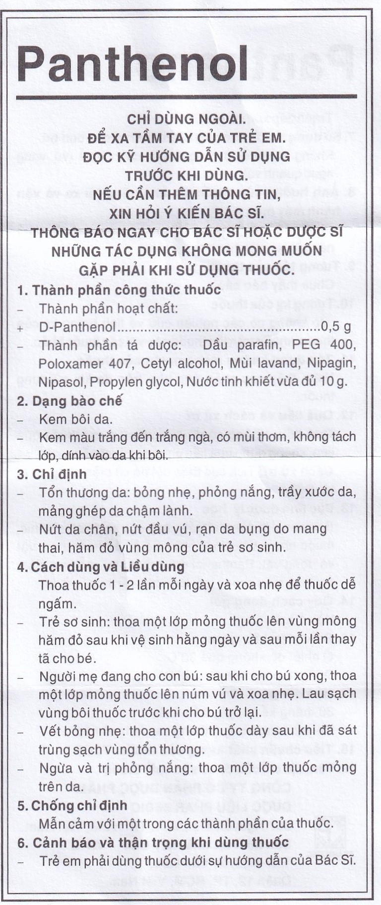 Kem bôi da Panthenol Pharmedic điều trị tổn thương da, bỏng nhẹ, nứt da chân, nứt đầu vú (10g)
