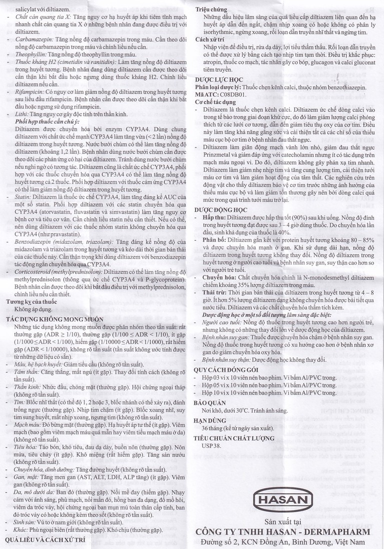 Thuốc Tilhasan 60 Hasan điều trị tăng huyết áp (3 vỉ x 10 viên)