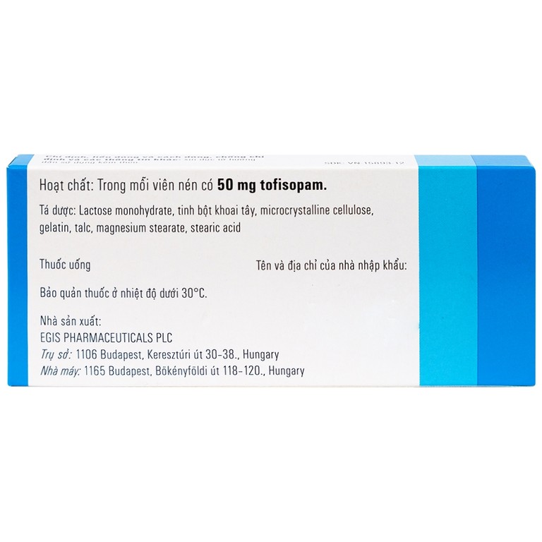 Thuốc Grandaxin 50mg Egis điều trị bệnh tâm thần (2 vỉ x 10 viên)