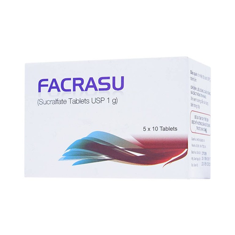 Thuốc Facrasu 1g Aurochem Pharma điều trị loét dạ dày tá tràng (5 vỉ x 10 viên)