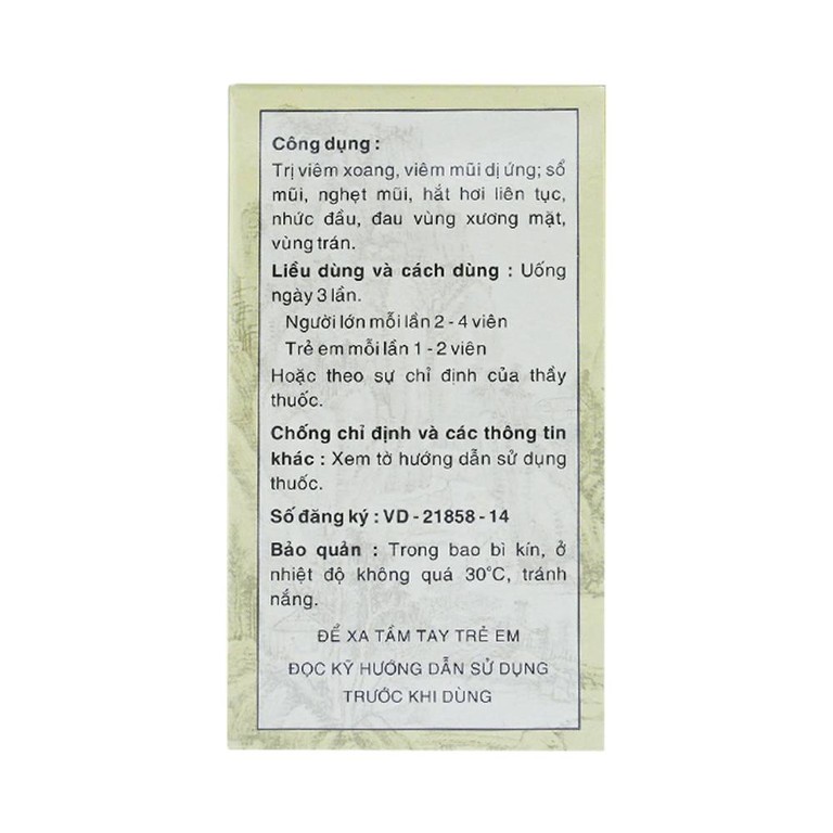 Thuốc Tỷ Viêm Nang Khang Minh điều trị viêm xoang, viêm mũi dị ứng (60 viên)