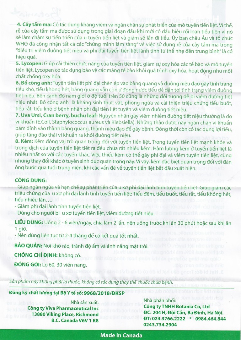 Viên uống BoniMen Botania điều trị bệnh phì đại tuyến tiền liệt (30 viên)