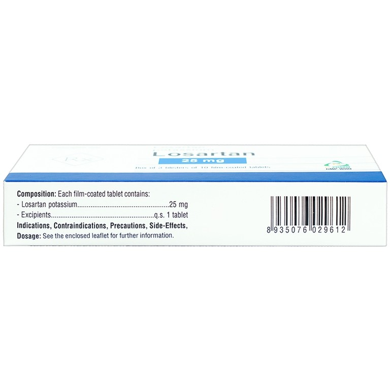Viên nén Losartan 25mg TV.Pharm điều trị tăng huyết áp (3 vỉ x 10 viên)