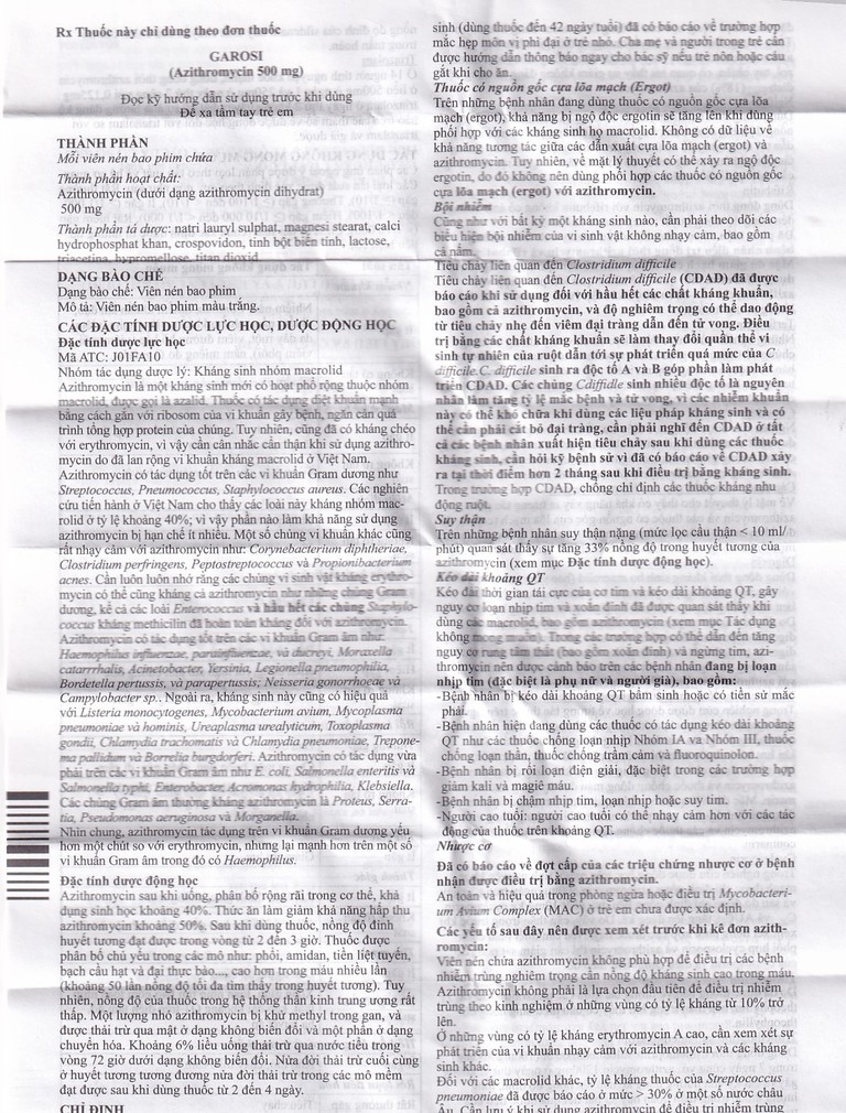 Thuốc Garosi Bluepharma điều trị nhiễm khuẩn (1 vỉ x 3 viên)