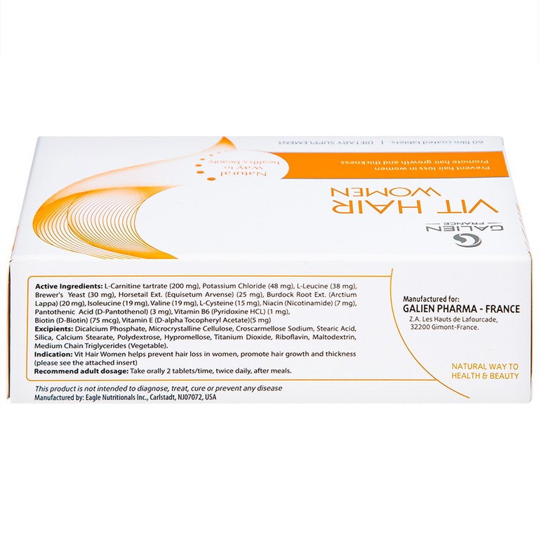 Viên uống Vit Hair Women Galien hỗ trợ giảm rụng tóc dành cho nữ giới (4 vỉ x 15 viên)