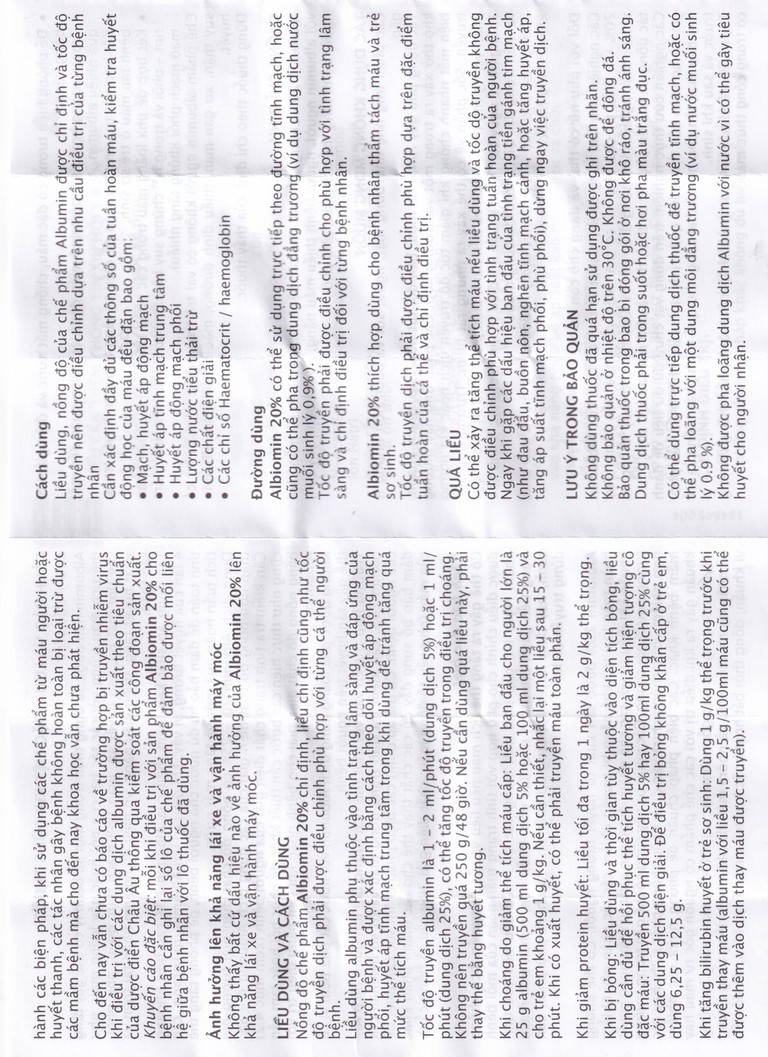 Dịch truyền Albiomin 20% Biotest điều trị cấp cứu trường hợp choáng do giảm thể tích máu (50ml)