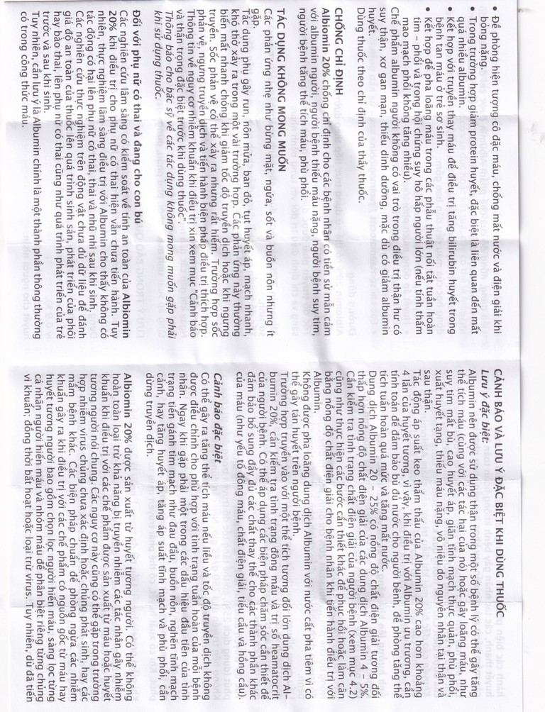 Dịch truyền Albiomin 20% Biotest điều trị cấp cứu trường hợp choáng do giảm thể tích máu (50ml)