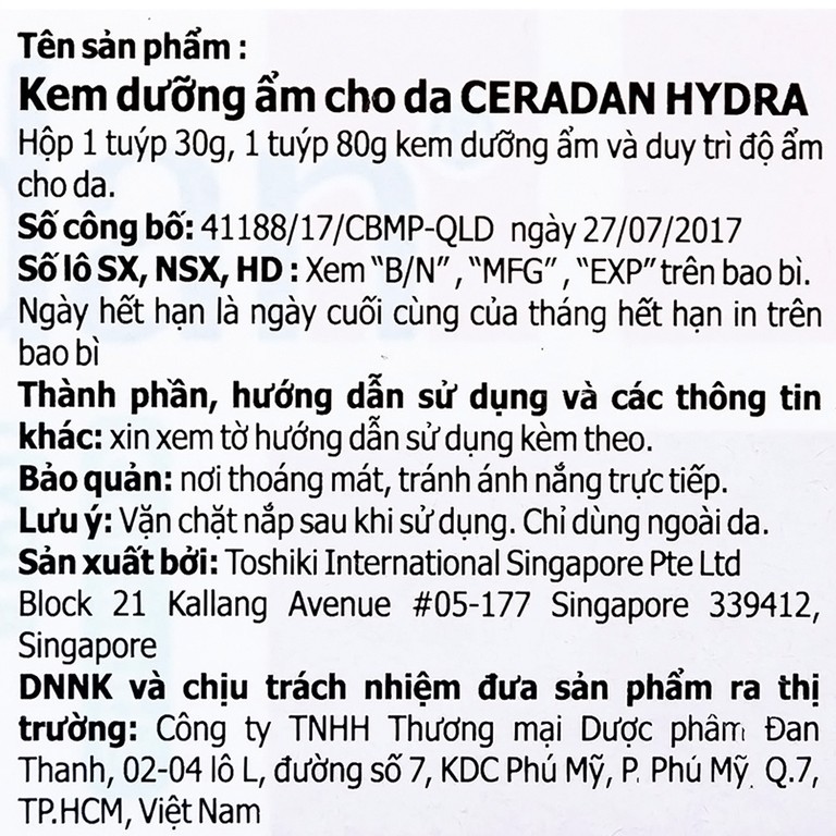 Kem dưỡng ẩm Ceradan Ceramide Hydra Moisturiser làm dịu da và phục hồi da bị kích ứng (30g)