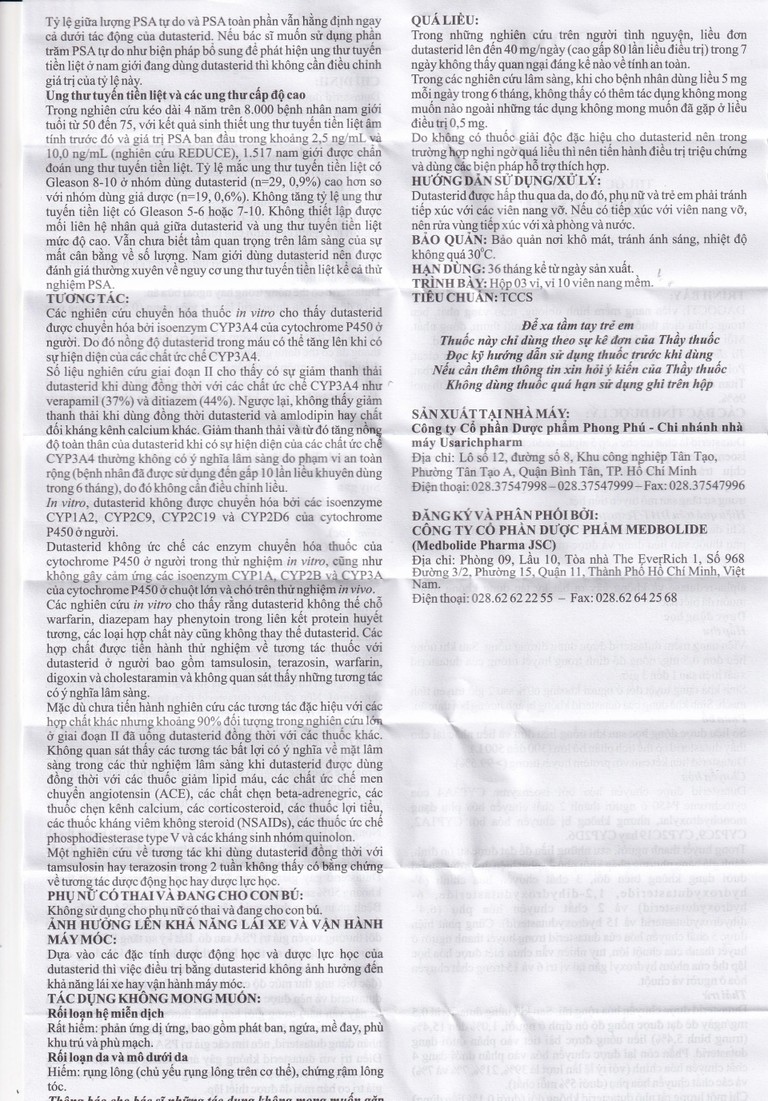 Thuốc Dagocti 0.5mg Medbolide điều trị và phòng ngừa sự tiến triển của bệnh tăng sản lành tính tuyến tiền liệt  (30 viên)
