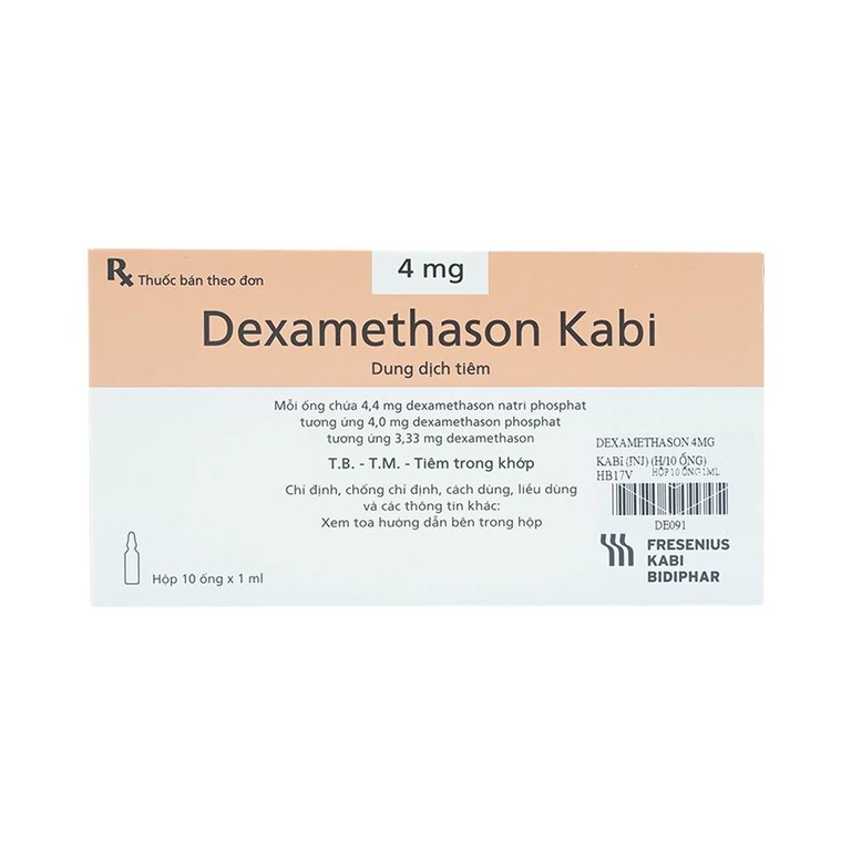 Thuốc Dexamethason Kabi 4mg dùng trong dị ứng nặng (10 ống)