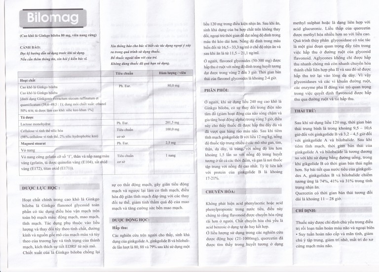 Thuốc Bilomag 80mg Natur Produkt Pharma điều trị suy tuần hoàn não, giảm chú ý tập trung (6 vỉ x 10 viên)