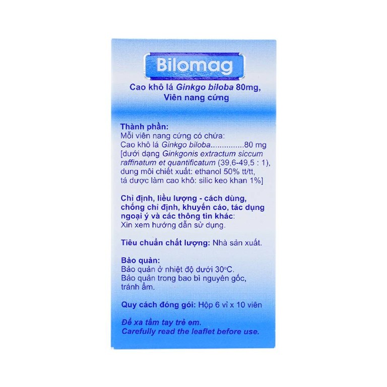 Thuốc Bilomag 80mg Natur Produkt Pharma điều trị suy tuần hoàn não, giảm chú ý tập trung (6 vỉ x 10 viên)