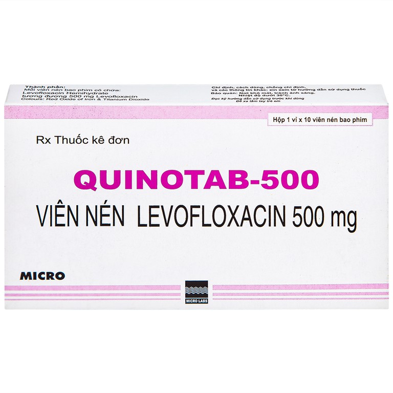 Thuốc Quinotab-500 Micro điều trị các chứng nhiễm trùng (1 vỉ x 10 viên) 