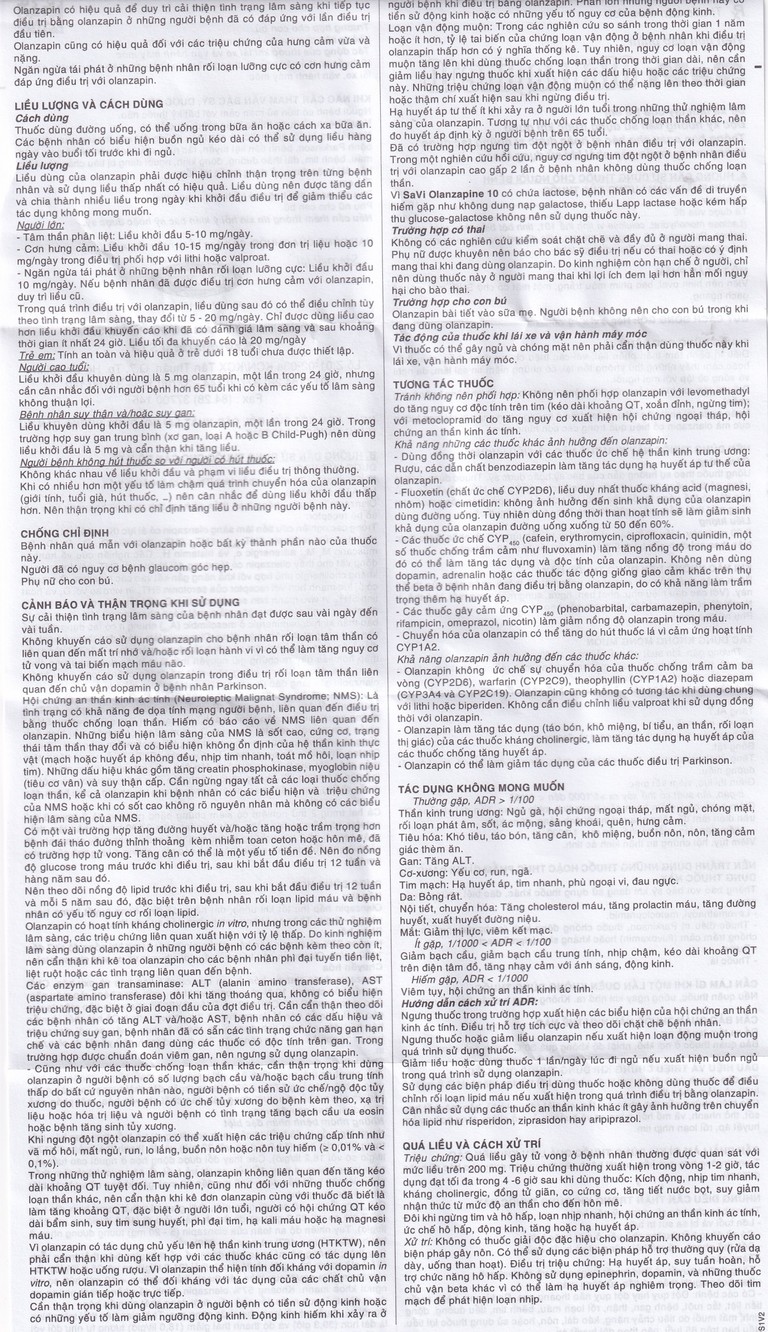 Thuốc Savi Olanzapine 10 điều trị bệnh tâm thần phân liệt (3 vỉ x 10 viên)