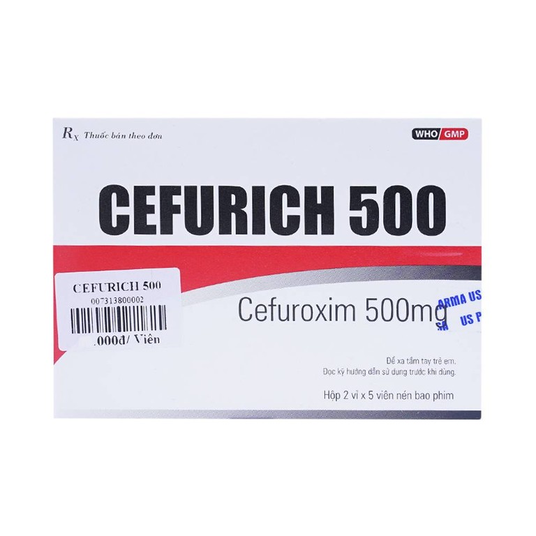 Thuốc Cefurich 500mg USP điều trị nhiễm khuẩn (2 vỉ x 5 viên)