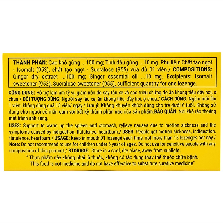 Kẹo Ngậm Ho Vị Gừng Vietnat (20 viên)