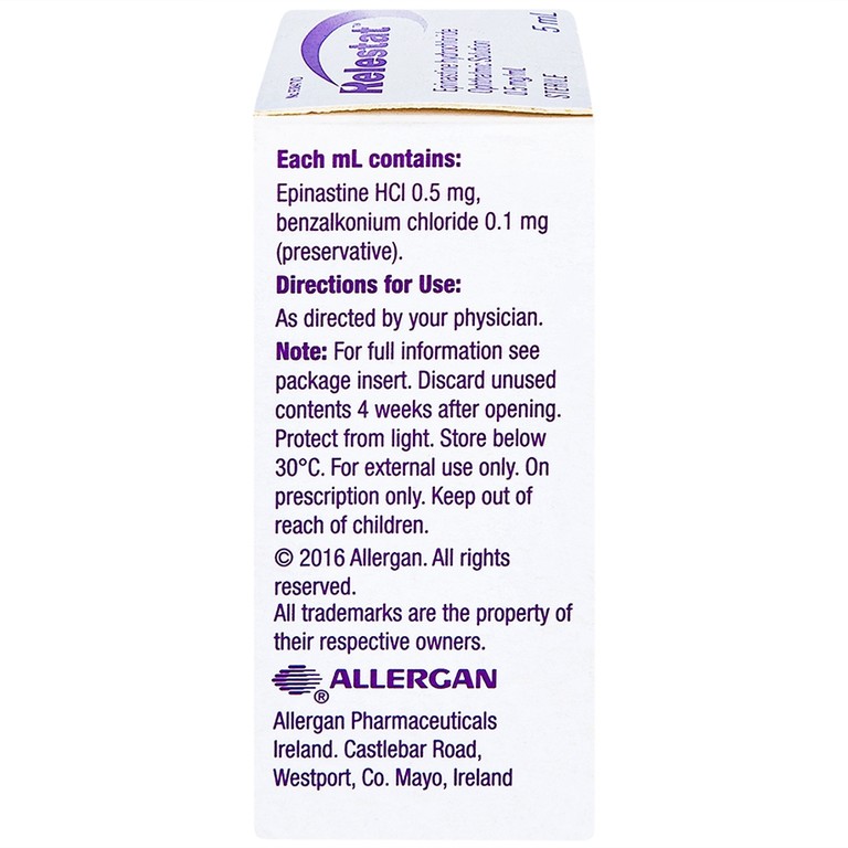 Dung dịch Relestat Allergan điều trị và phòng ngừa ngứa mắt (5ml)