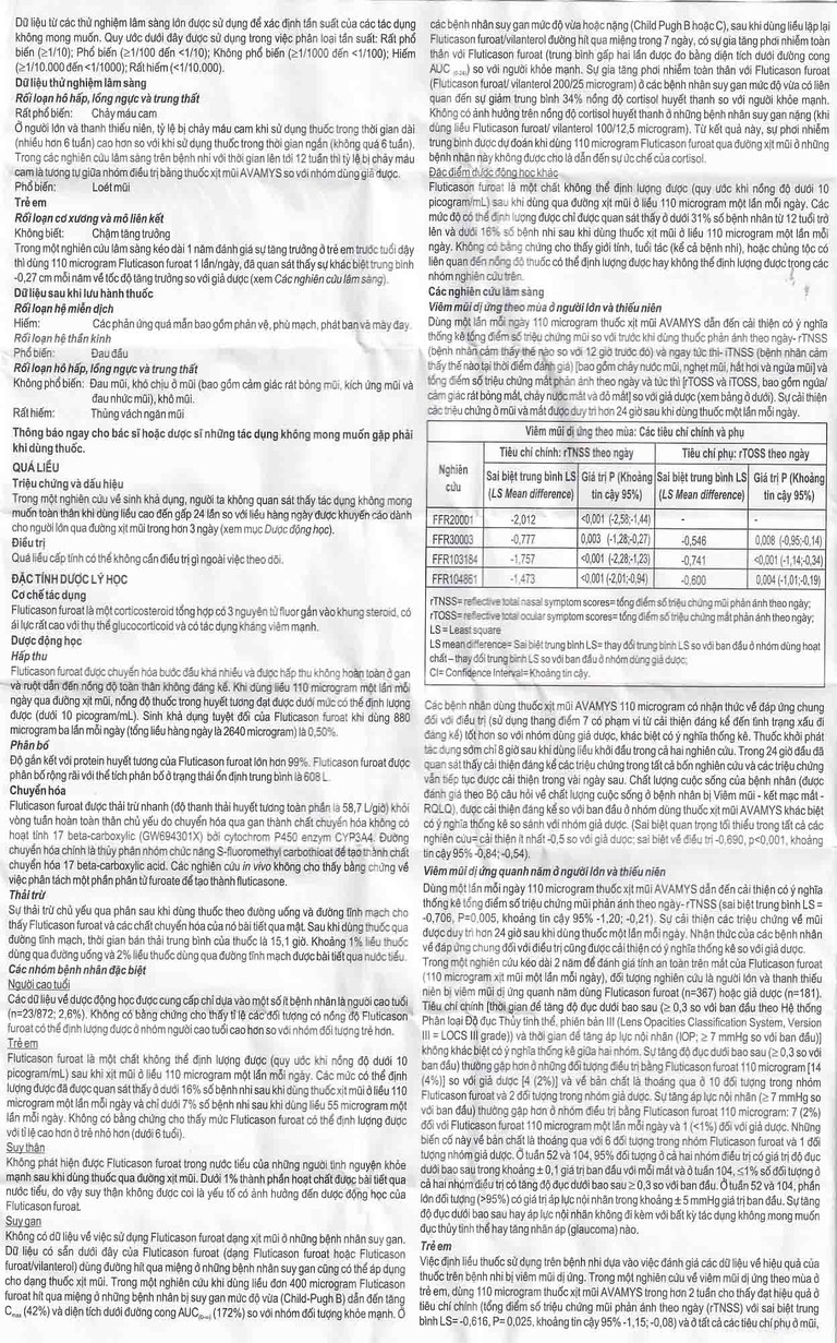 Thuốc xịt mũi Avamys 27.5mcg GSK điều trị chảy nước mũi, xung huyết mũi (30 liều xịt)