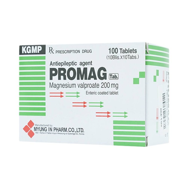Thuốc Promag Tab 200mg Myung In Pharm điều trị động kinh (10 vỉ x 10 viên)