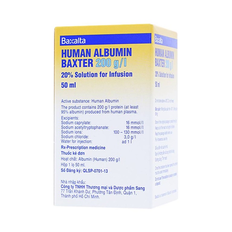 Dung dịch tiêm Human Albumin Baxter 200g/l dùng trong phục hồi và duy trì thể tích máu (50ml)