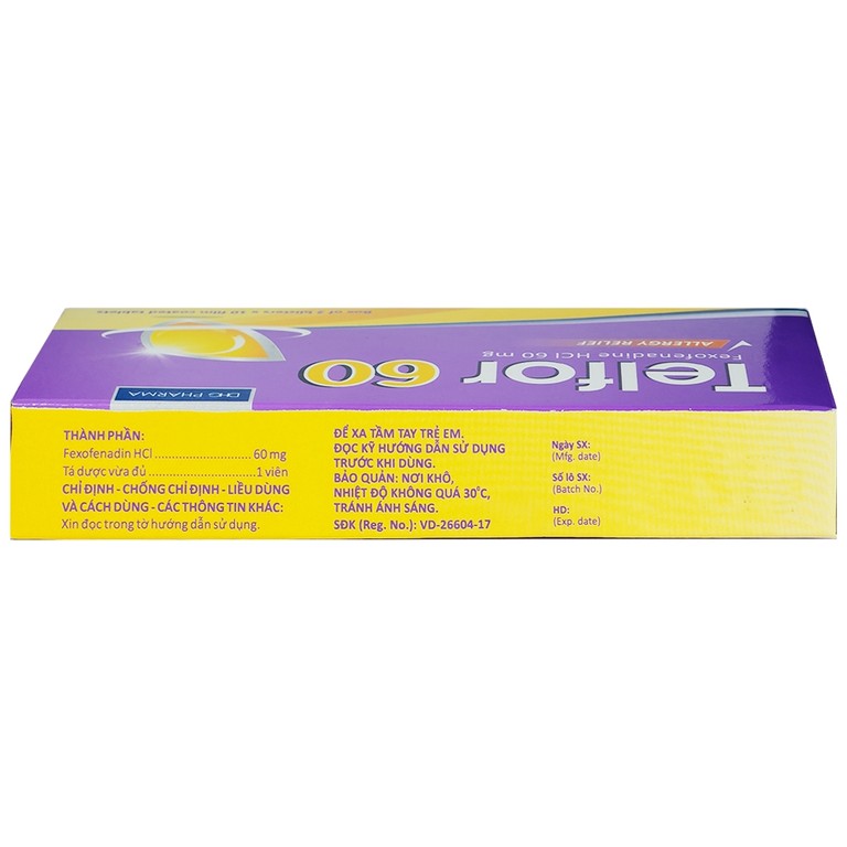Thuốc Telfor 60 DHG điều trị các triệu chứng viêm mũi dị ứng (2 vỉ x 10 viên)