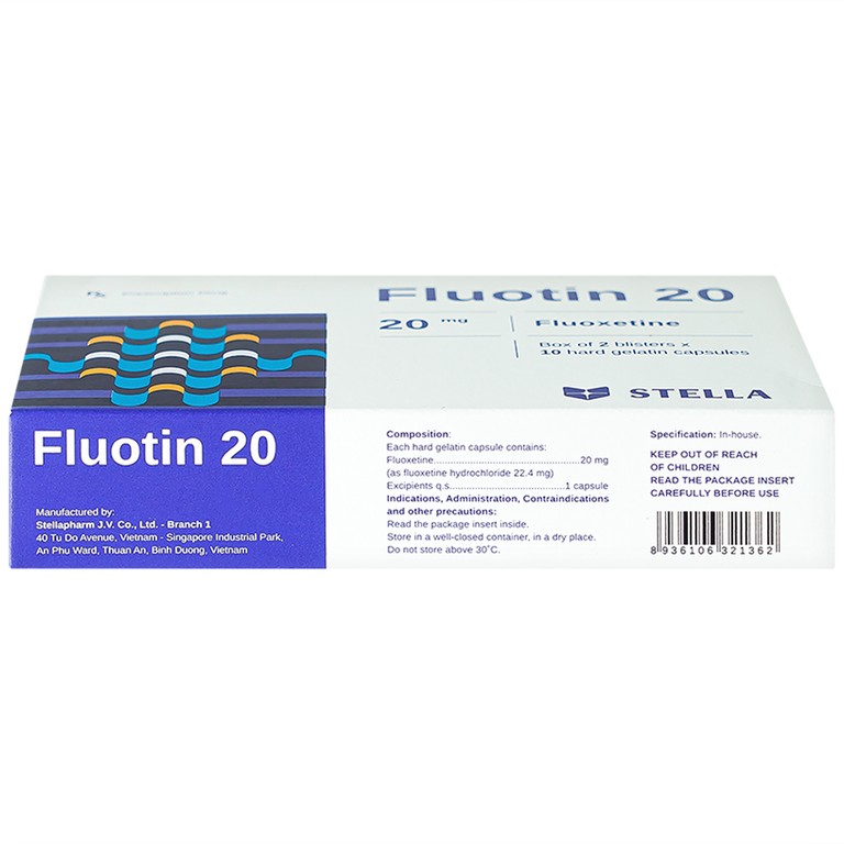 Thuốc Fluotin 20 Stella điều trị trầm cảm, rối loạn xung lực cưỡng bức ám ảnh (2 vỉ x 10 viên)