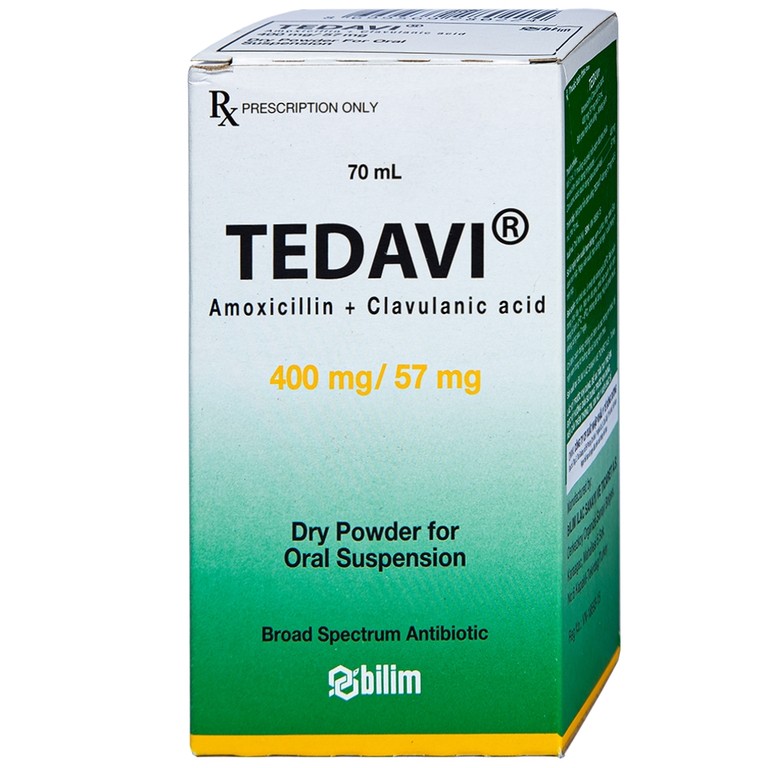 Bột pha uống Tedavi 400mg/57mg điều trị nhiễm khuẩn, viêm xoang, viêm tai giữa (70ml)