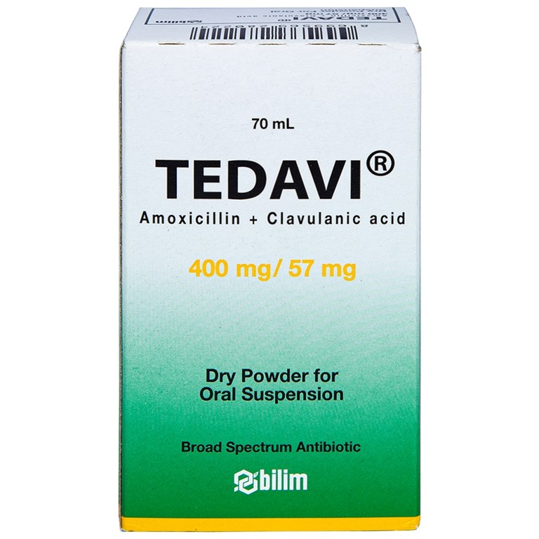 Bột pha uống Tedavi 400mg/57mg điều trị nhiễm khuẩn, viêm xoang, viêm tai giữa (70ml)