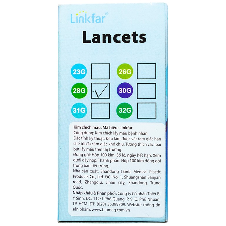 Kim lấy máu Linkfar Lancets 28g hỗ trợ lấy máu (100 cái)