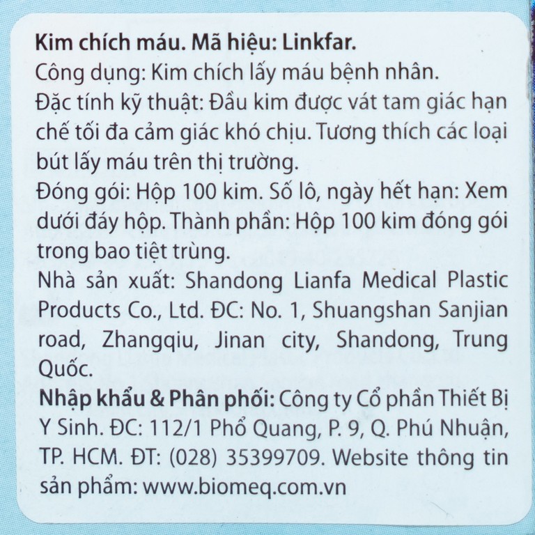 Kim lấy máu Linkfar Lancets 28g hỗ trợ lấy máu (100 cái)