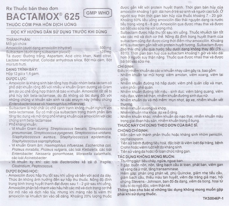 Thuốc cốm Bactamox 625 Imexpharm điều trị nhiễm khuẩn (12 gói)