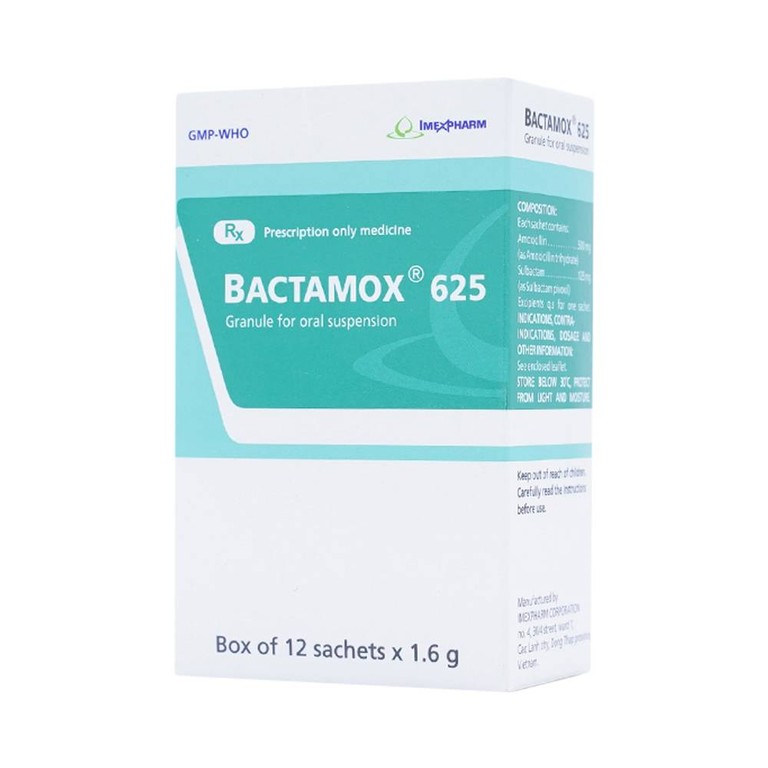 Thuốc cốm Bactamox 625 Imexpharm điều trị nhiễm khuẩn (12 gói)