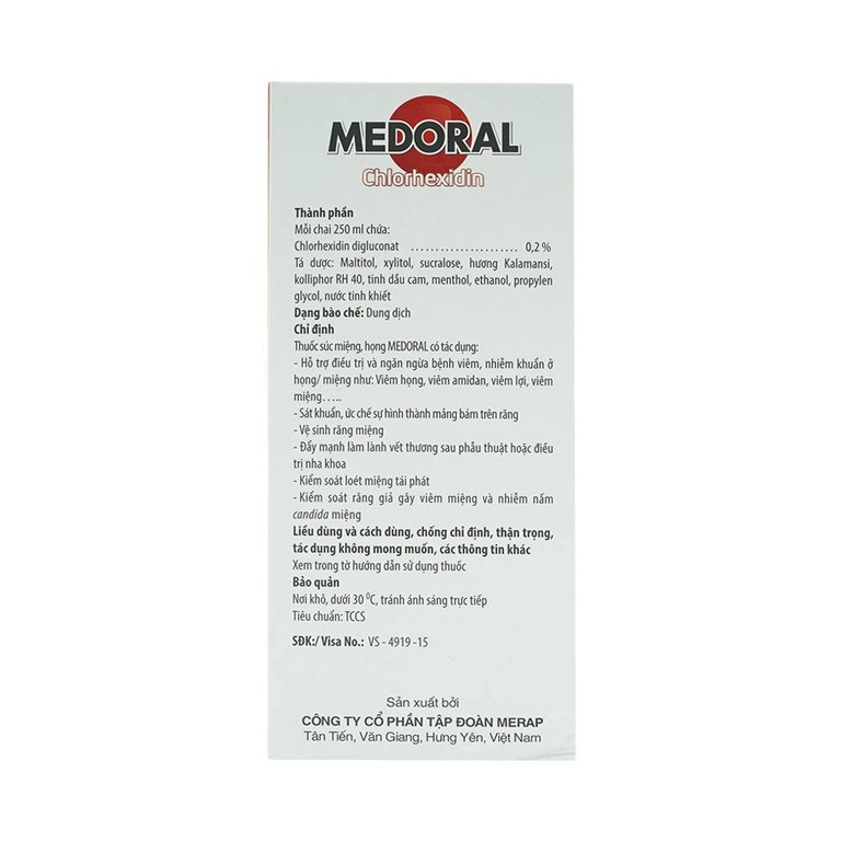 Dung dịch súc miệng Medoral điều trị và ngăn ngừa viêm họng, viêm amidan (250ml)