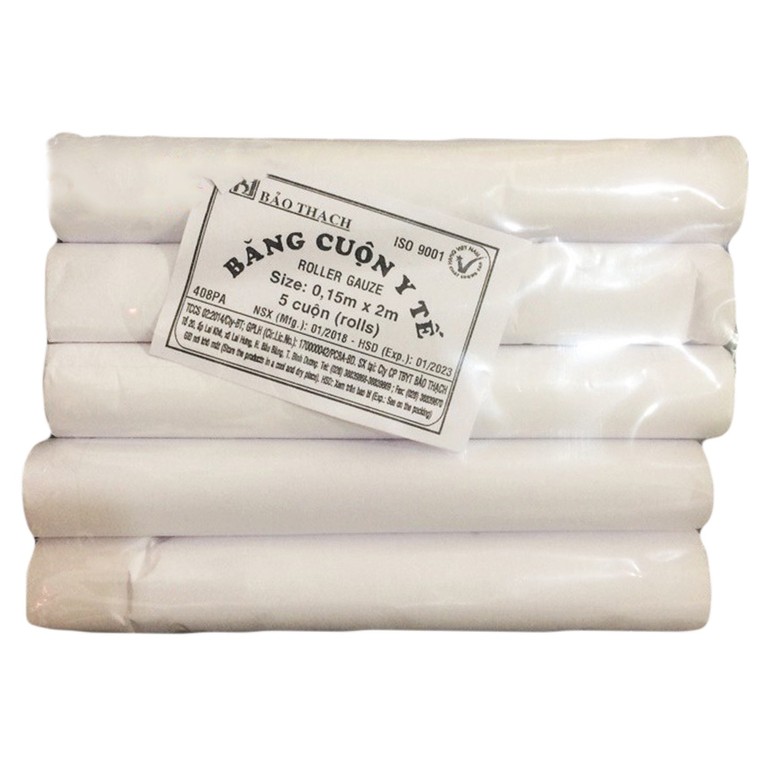 Băng cuộn y tế 0.15m x 2m Bảo Thạch dùng để băng vết thương (5 cuộn)