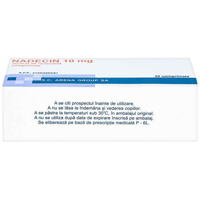 Thuốc Nadecin 10mg phòng và điều trị cơn đau thắt ngực, suy tim sung huyết (3 vỉ x 10 viên)