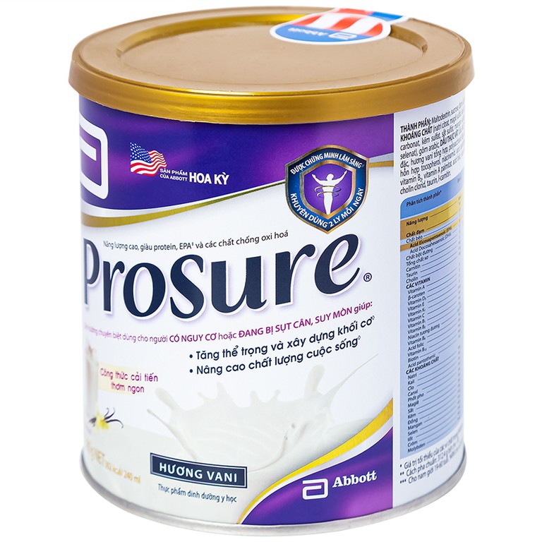 Sữa Prosure Abbott hương vani bổ sung dinh dưỡng chuyên biệt cho người đang sụt cân (380g)