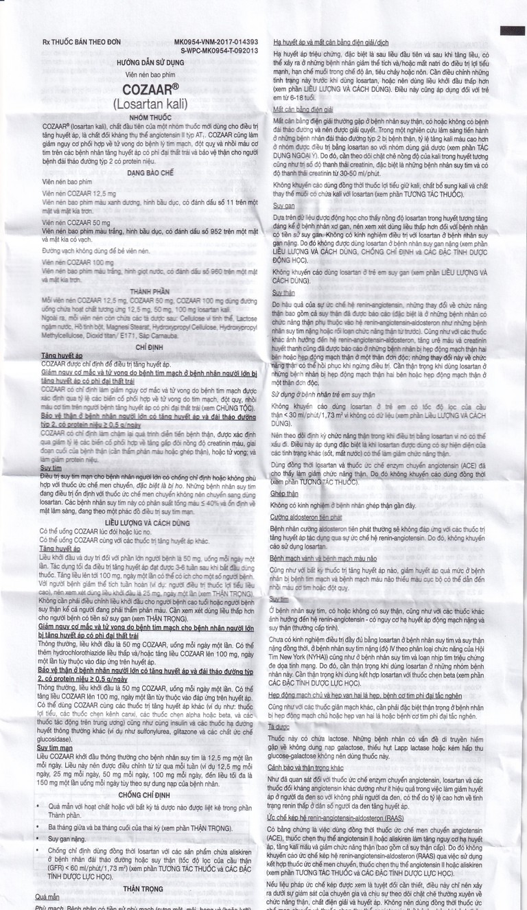 Thuốc Cozaar 50mg MSD điều trị tăng huyết áp (2 vỉ x 14 viên)