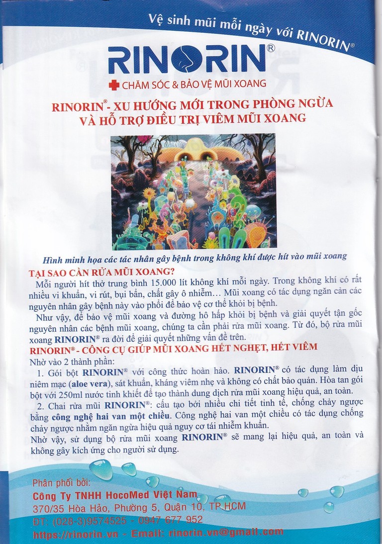 Hỗn hợp rửa mũi Rinorin chăm sóc và bảo vệ mũi xoang (30 gói)