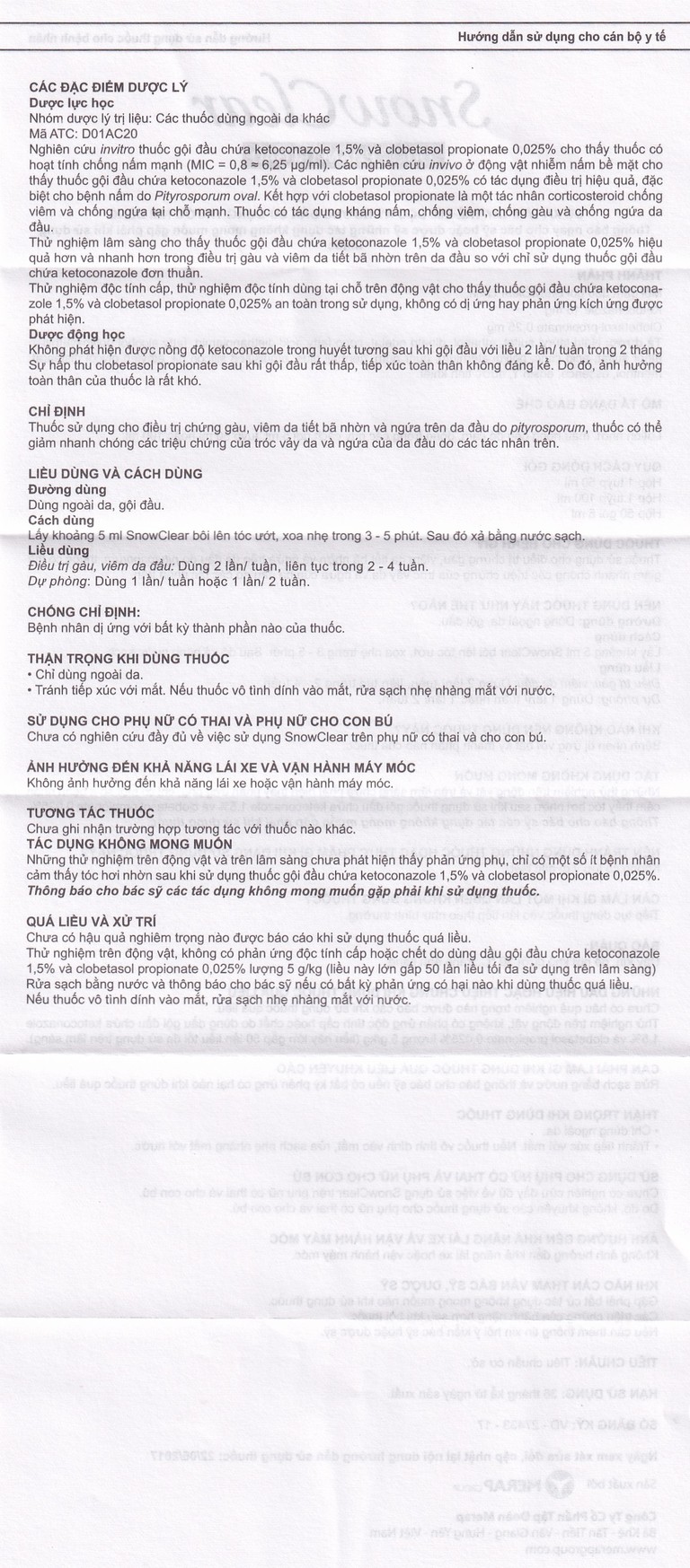 Hỗn dịch Snowclear Merap điều trị gàu, ngứa da đầu, diệt nấm (50 gói)