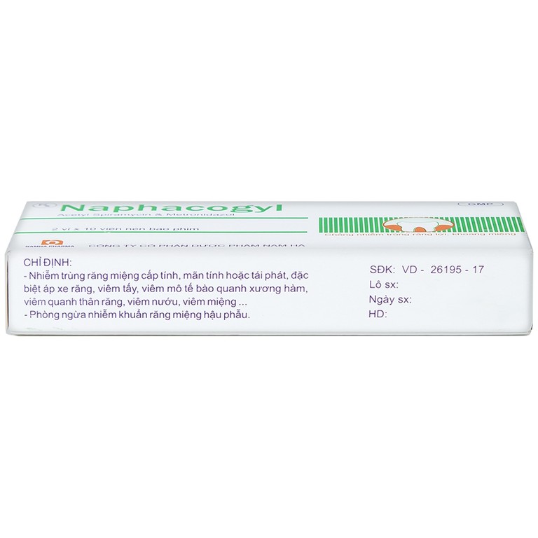 Thuốc Naphacogyl Nam Hà phòng ngừa và điều trị nhiễm trùng răng miệng (2 vỉ x 10 viên)