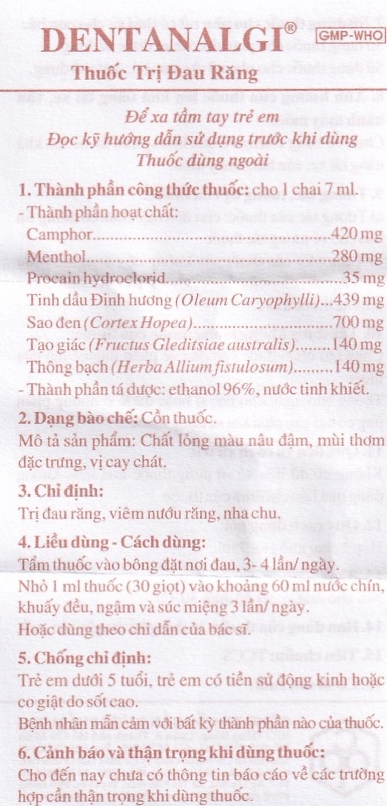 Thuốc trị đau răng Dentanalgi OPC điều trị đau răng, viêm nướu răng, nha chu (7ml)