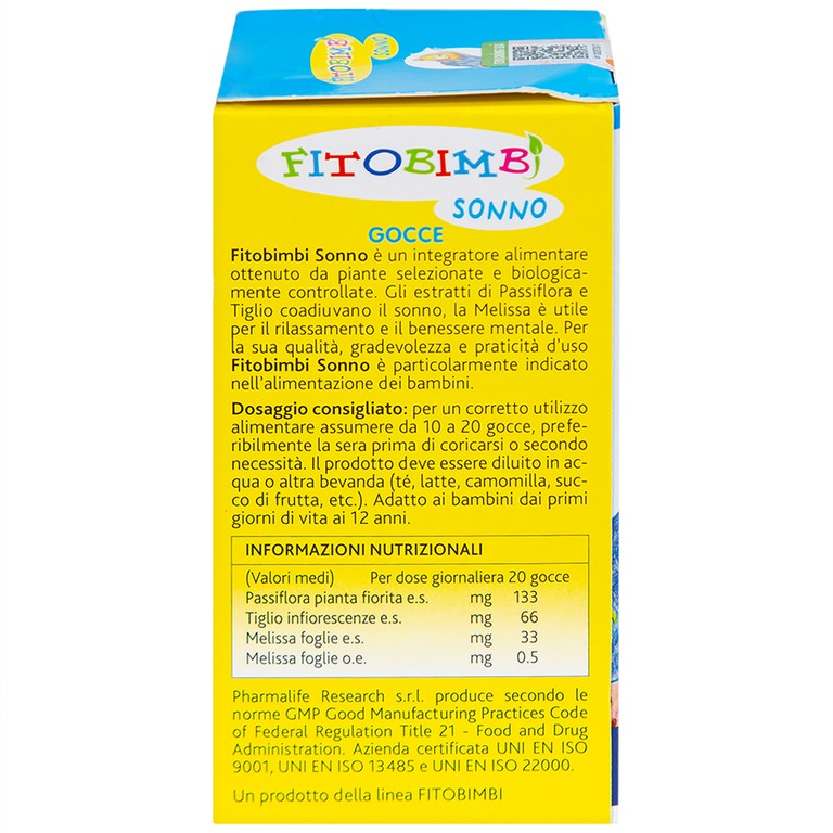 Dung dịch Fitobimbi Sonno Pharmalife hỗ trợ cải thiện giấc ngủ (30ml)