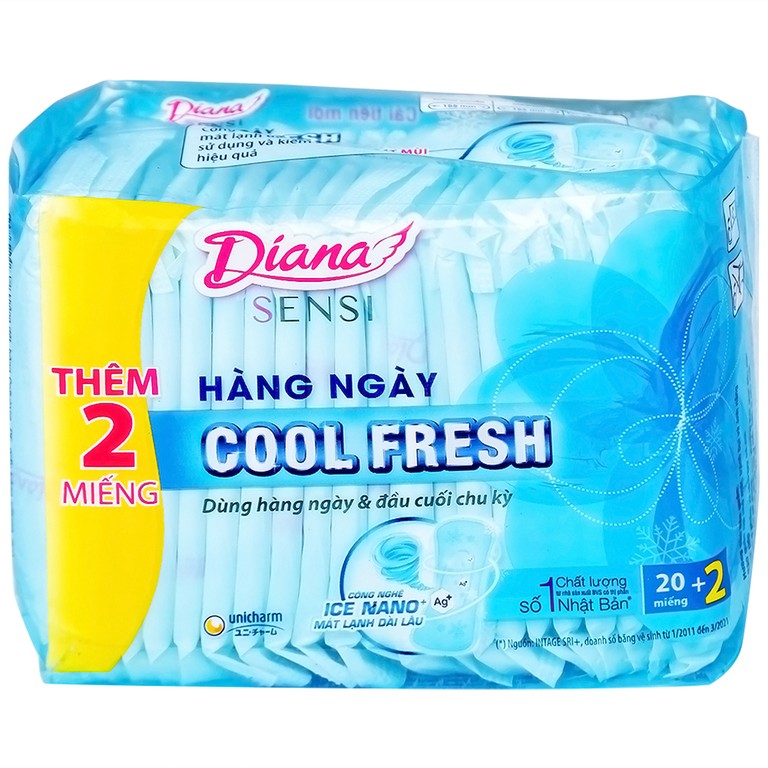 Băng vệ sinh hàng ngày Diana Sensi Cool Fresh Unicharm (20 miếng)