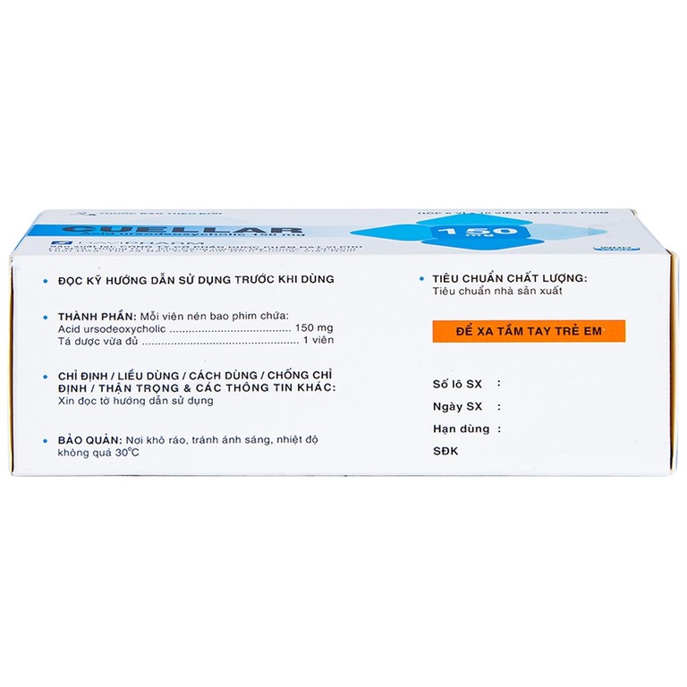 Thuốc Cuellar 150mg Davi Pharm dùng để hòa tan các sỏi cholesterol mật (6 vỉ x 10 viên)