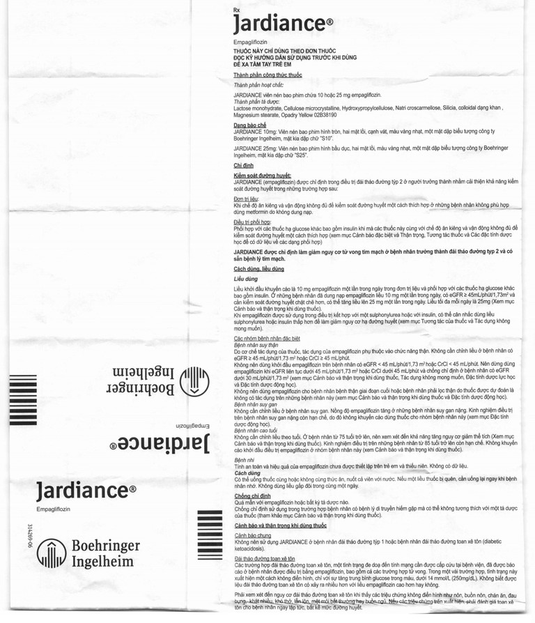Viên nén Jardiance 25mg Boehringer điều trị đái tháo đường típ 2 (3 vỉ x 10 viên)