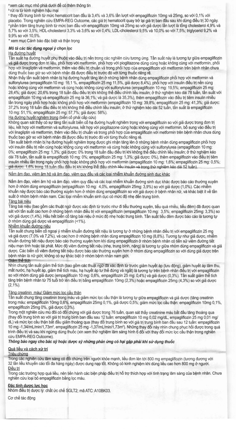 Viên nén Jardiance 25mg Boehringer điều trị đái tháo đường típ 2 (3 vỉ x 10 viên)