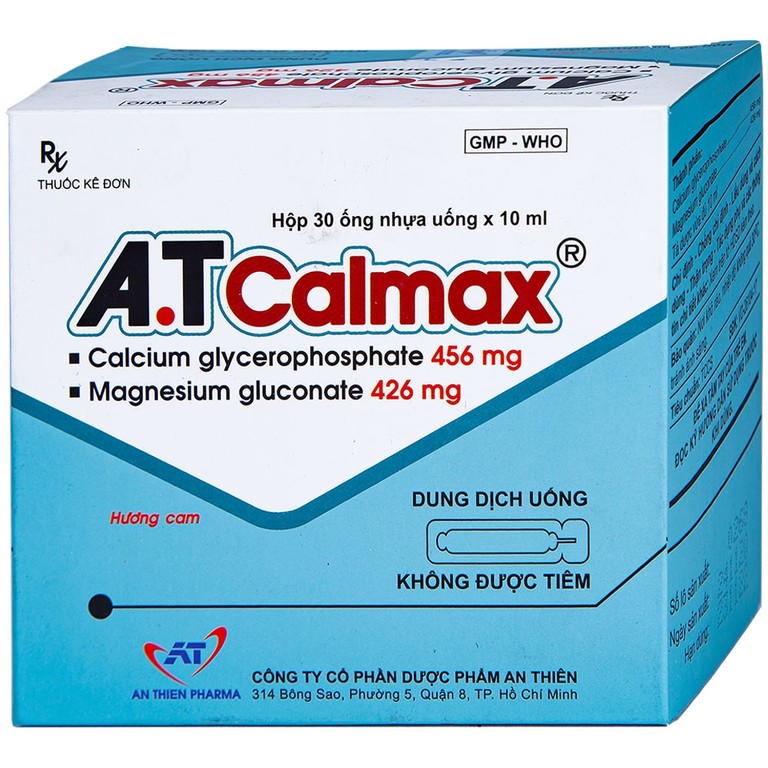 Dung dịch uống A.T Calmax 456mg/426mg An Thiên điều trị suy nhược chức năng chuyển hóa (30 ống x 10ml)