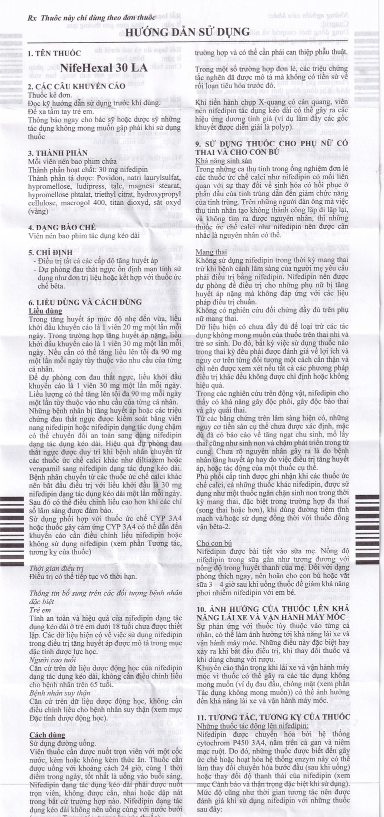 Viên nén NifeHexal 30 LA Sandoz điều trị tăng huyết áp (3 vỉ x 10 viên)