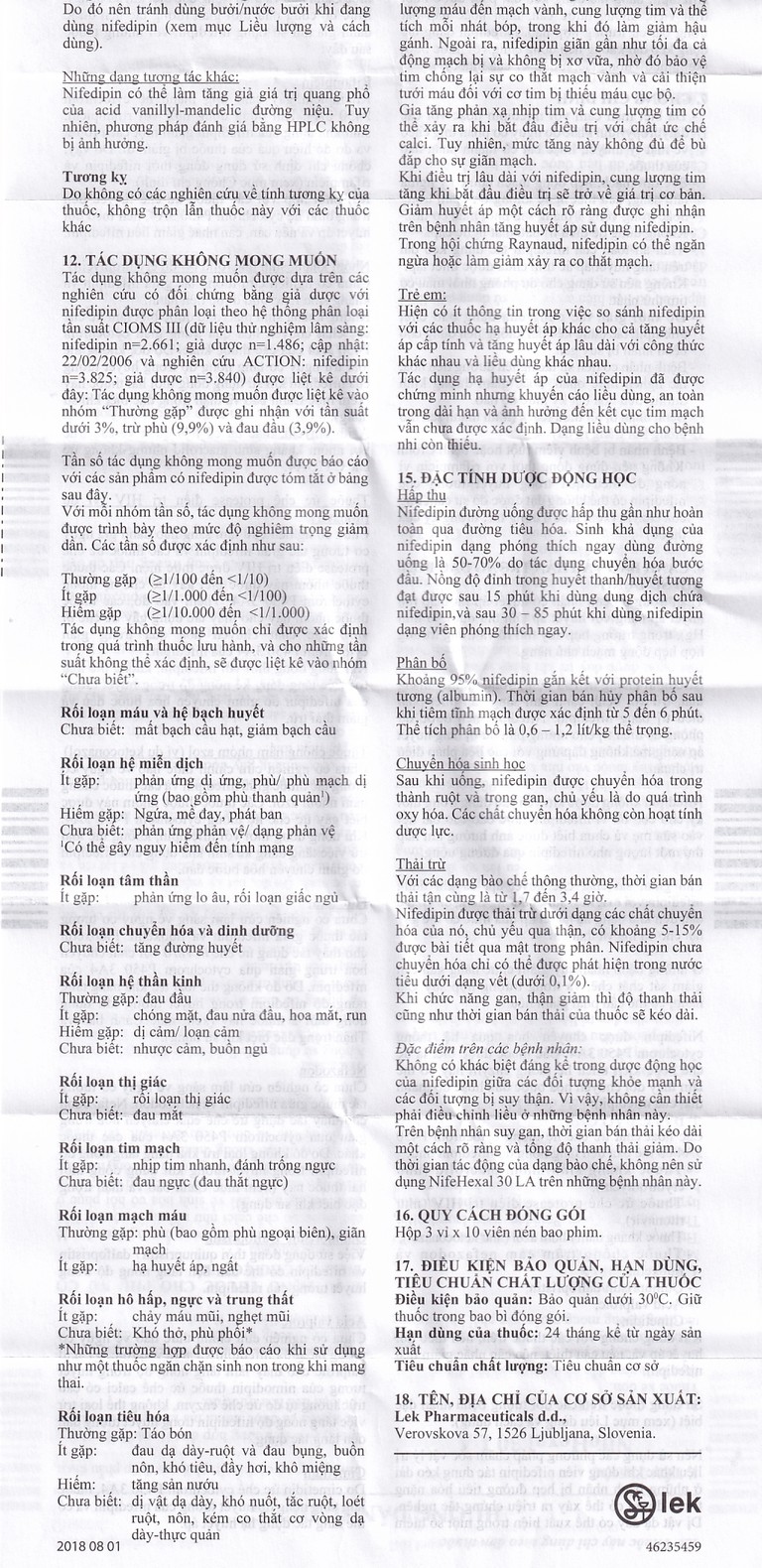 Viên nén NifeHexal 30 LA Sandoz điều trị tăng huyết áp (3 vỉ x 10 viên)