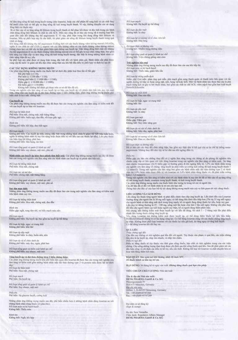 Viên nén Losar-Denk 50 điều trị tăng huyết áp (2 vỉ x 14 viên)